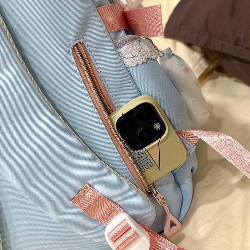 Color Block Student Schoolbag Children's Large Capacity Backpacks with Coin Purse