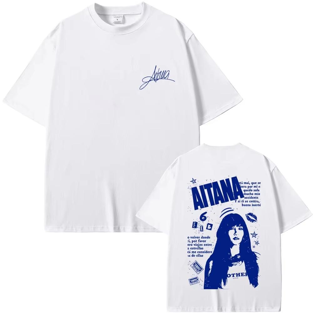 Singer Aitanas Portrait Tshirt Fan Gift CUARTO AZUL World Tour Merchandise Tshirt All Seasons Couple Streetwear Tops