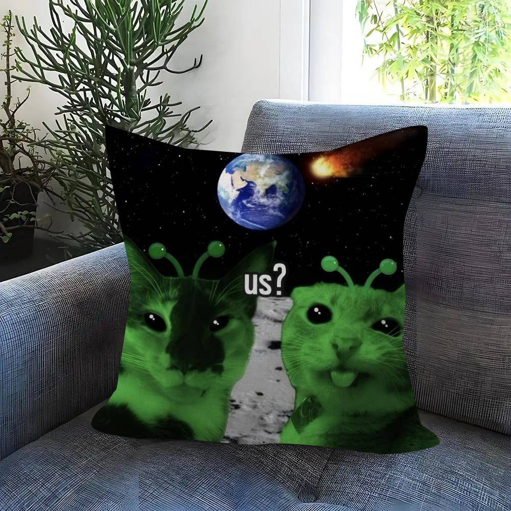 Cat Emoji Fun Art Pillow Covers Cartoon Sofa Decorative Home Doublesided Printing Short Plush Cute Cushion Cover