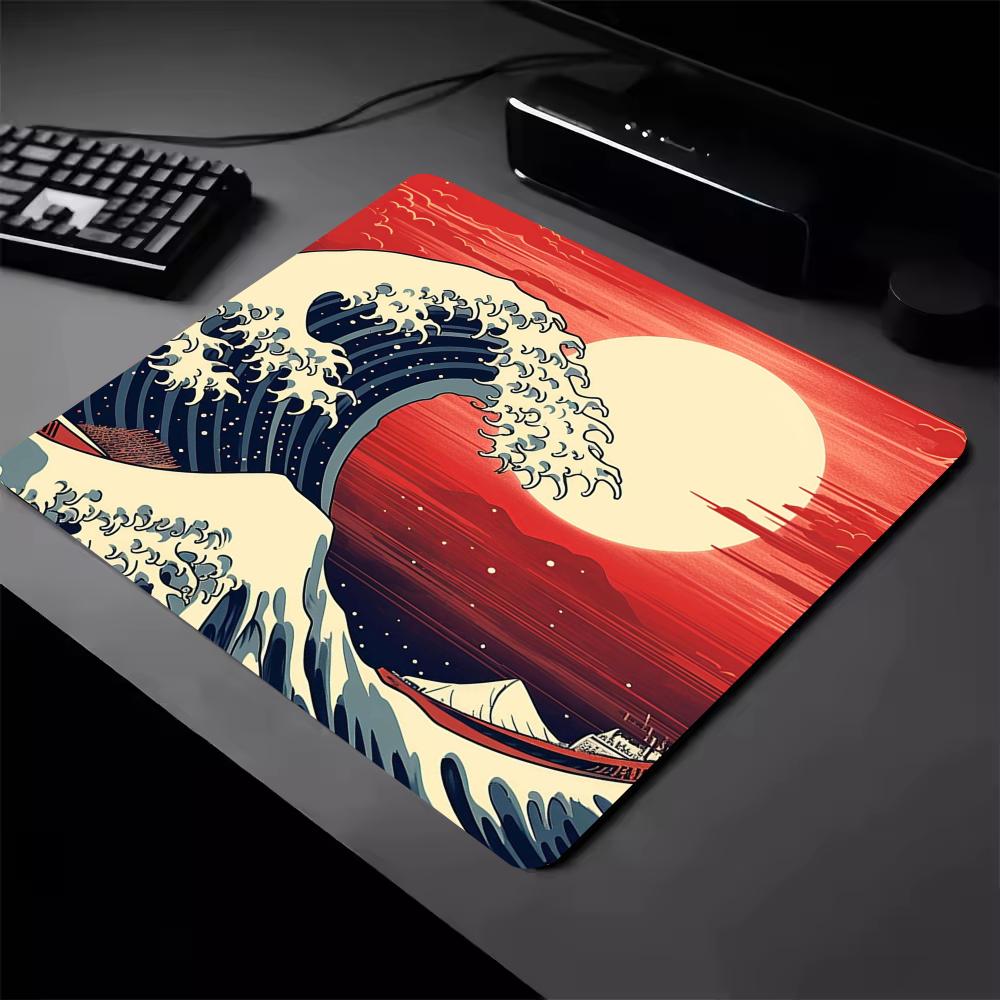 Japanese Art Kanagawa Waves Mouse Pad Gamer Desk Mat Square Gaming Office Accessories Rug Mousepad PC Rubber Keyboard Table Mats