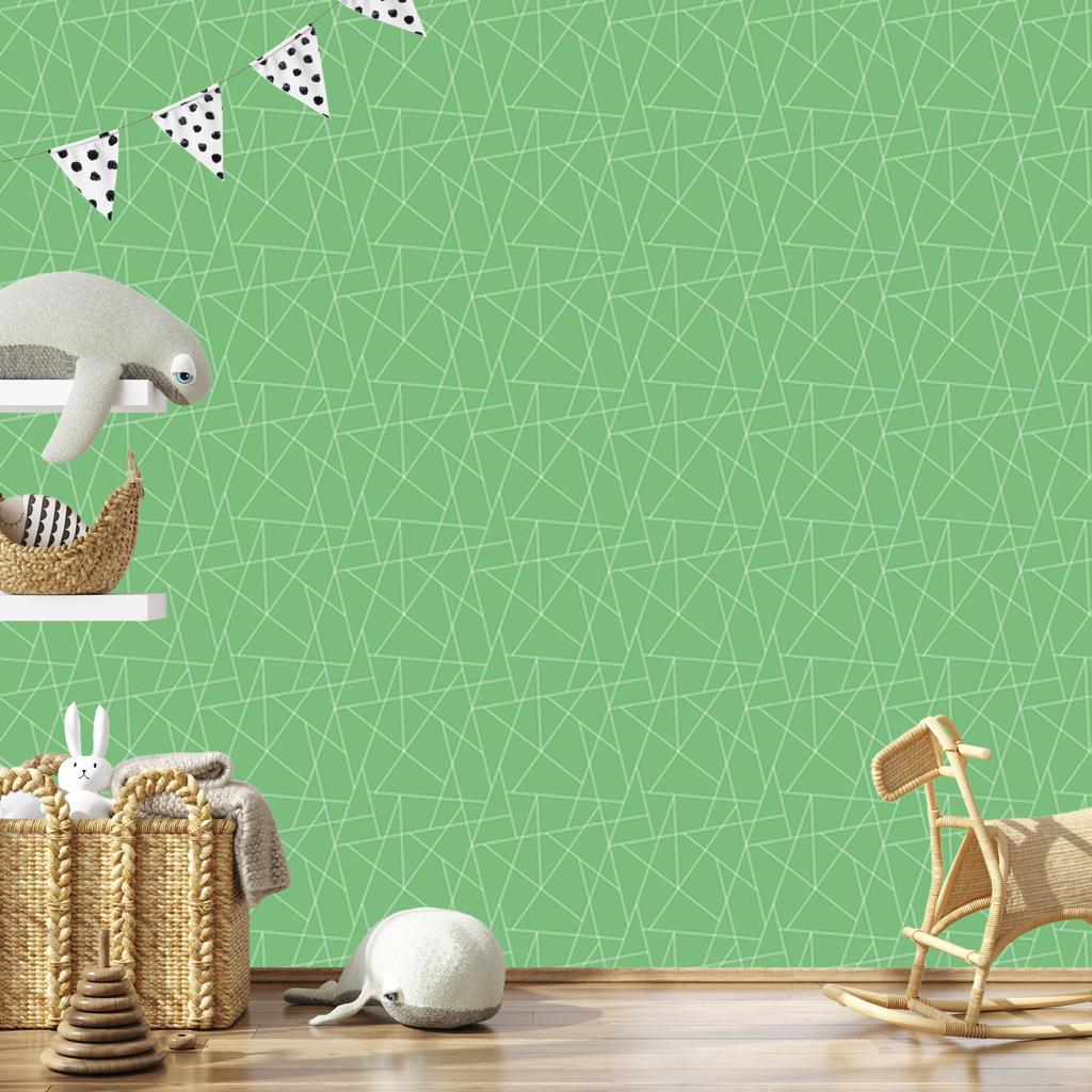 Wallpaper Geometric Pattern Green, Green Center 50x1000