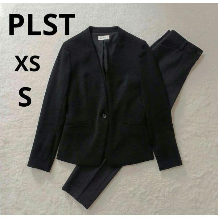 Washable! PLST Plaste Collarless Jacket Pants Black S Black XS Suit Washable Office Casual
