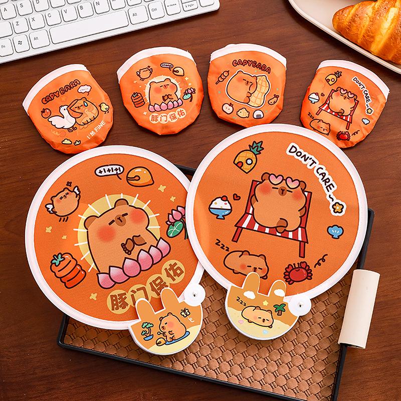 Portable Kawaii Cartoon Foldable Fan Creative Hand Fan Summer Cooling Pocket Cloth Toy Gift for Kids