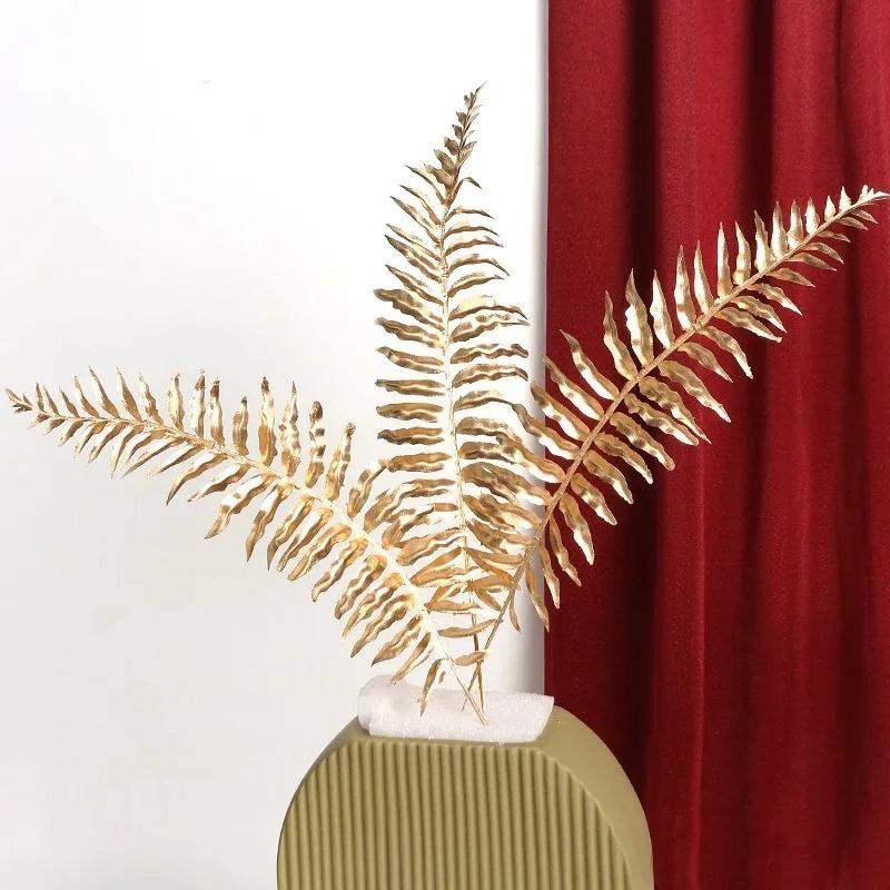 1/3/5Pcs Maple Leaves Gold Artificial Flowers Eucalyptus Home Decoration Outdoor Party DIY Tree Branch Accessories Wedding Decor
