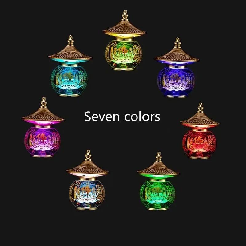 Color Crystal Lotus Candlestick holder Plug In Buddha Offering Crystal Ball Carving Scripture Temple Buddha Hall Domestic Buddha