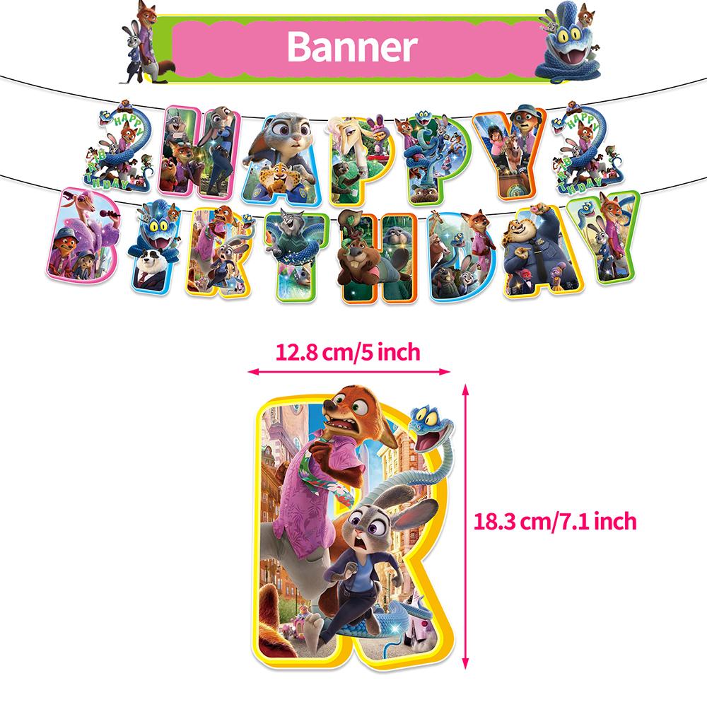 30pcs Zootopia Party Supplies Include Banner, Cake Topper, Balloons