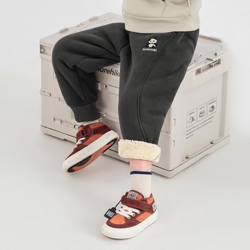 Duoduo Home Boys  Fleece-Lined Sports Pants with 3D Towel Embroidery 110