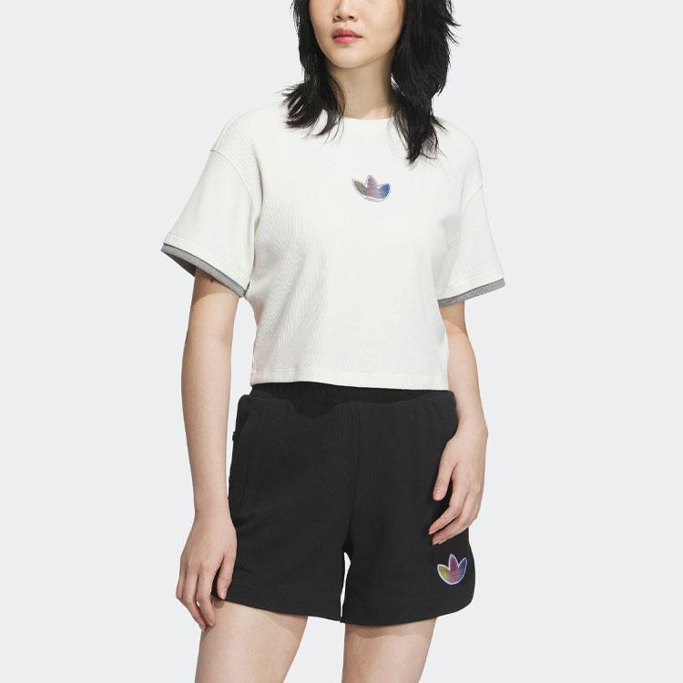Adidas Originals Trefoil Short Sleeve Tee With Logo Embroidery Women Tops Han-Jade-White IK8671