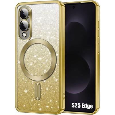 Protective Case - BOOLING - for Samsung Galaxy S25 Edge - Soft Silicone - Gold - Shockproof