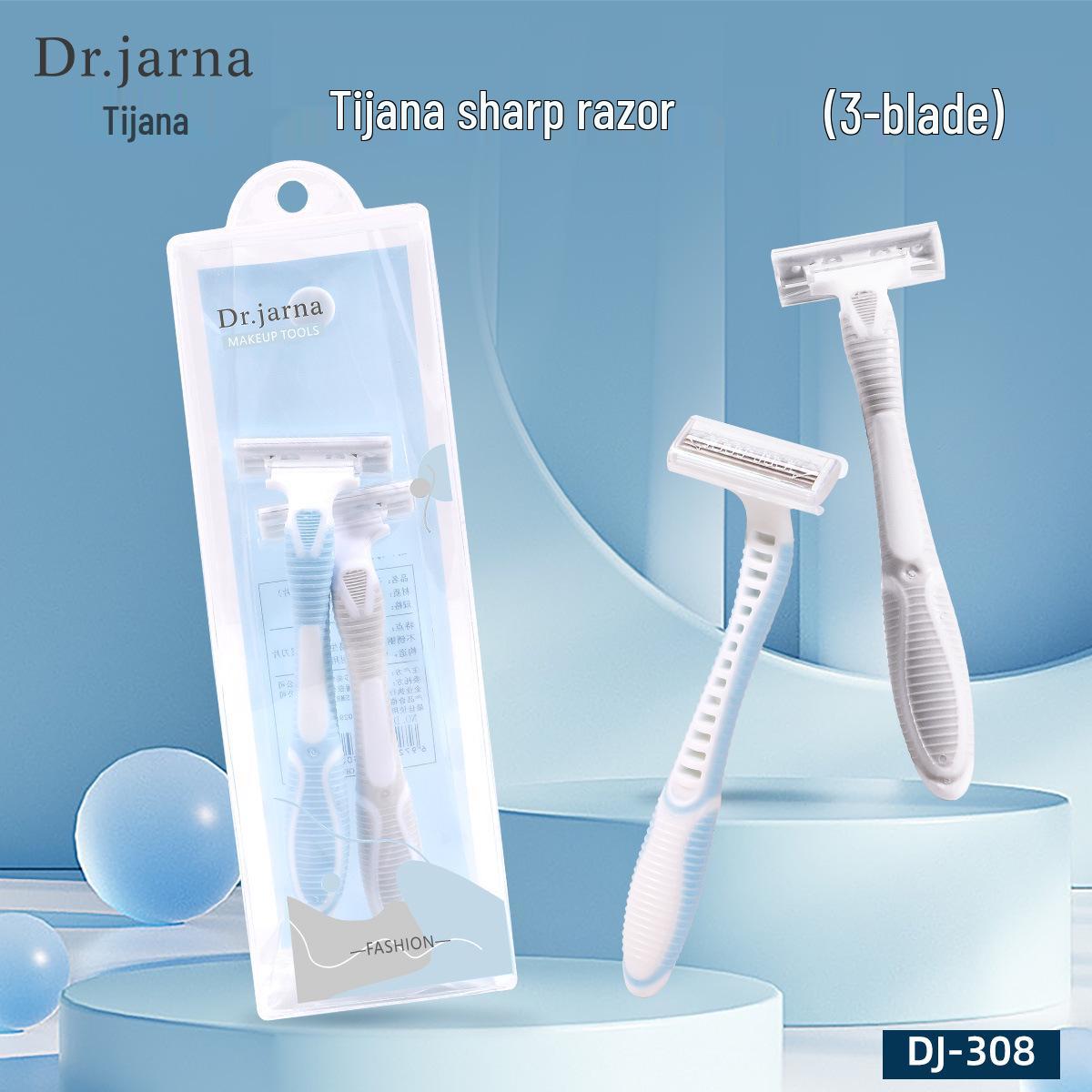 

2-Pack DJ-308 Razor: 3-Layer Stainless Steel Blades for Underarm & Leg Hair Removal
