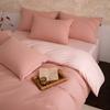 Cotton Brushed Solid Color Patchwork Thick Bedding Set Simple Style Sheet Duvet Cover Pillowcase Dorm