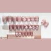 S.A.V.I 3D White Flower Nude False Nails - 24 Easy-to-Apply Petal Shaped Fake Nails with Glue for DIY Manicure - Perfect for Women and Girls - Long