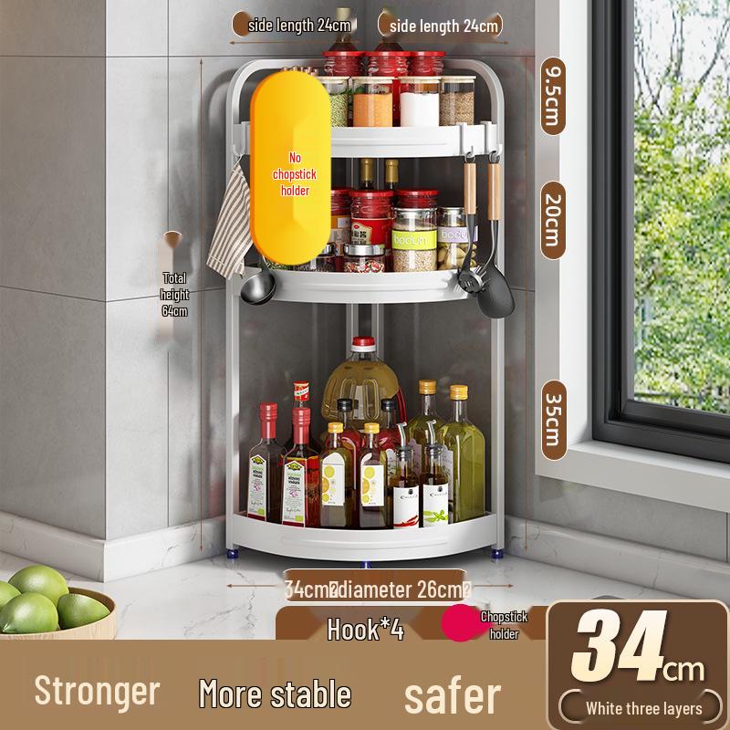 Corner Kitchen Rack: Multi-functional Triangle Knife Holder & Seasoning Jar Storage Organizer.