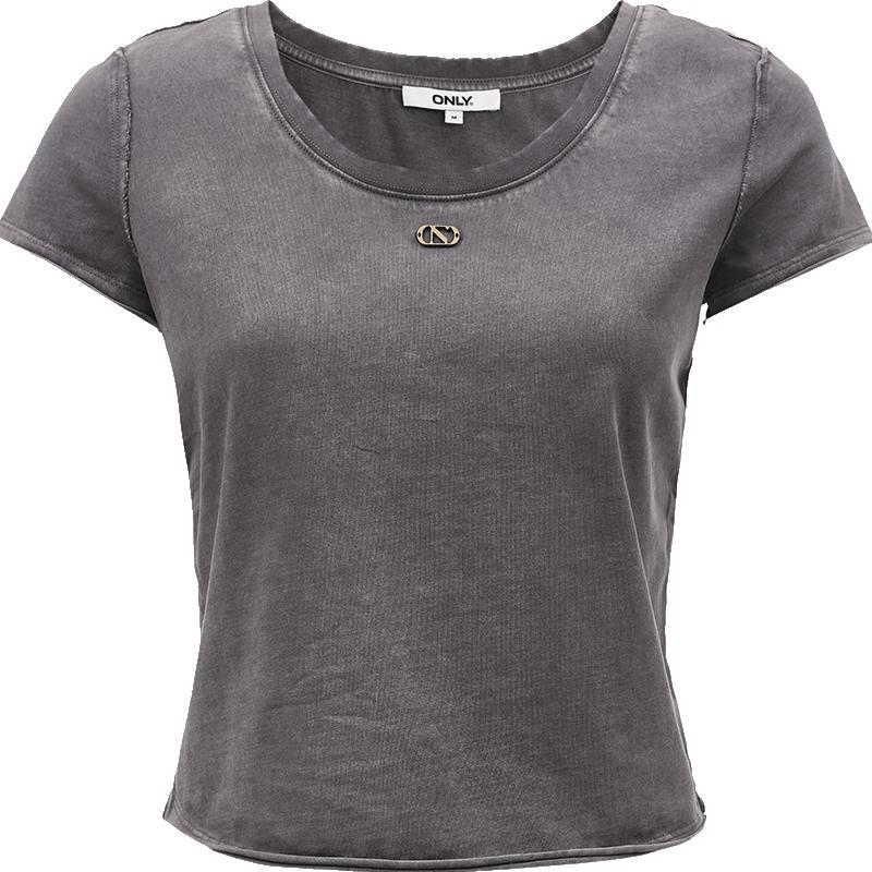 ONLY Women s Retro Washed Slim Fit Round Neck Short T-Shirt XS