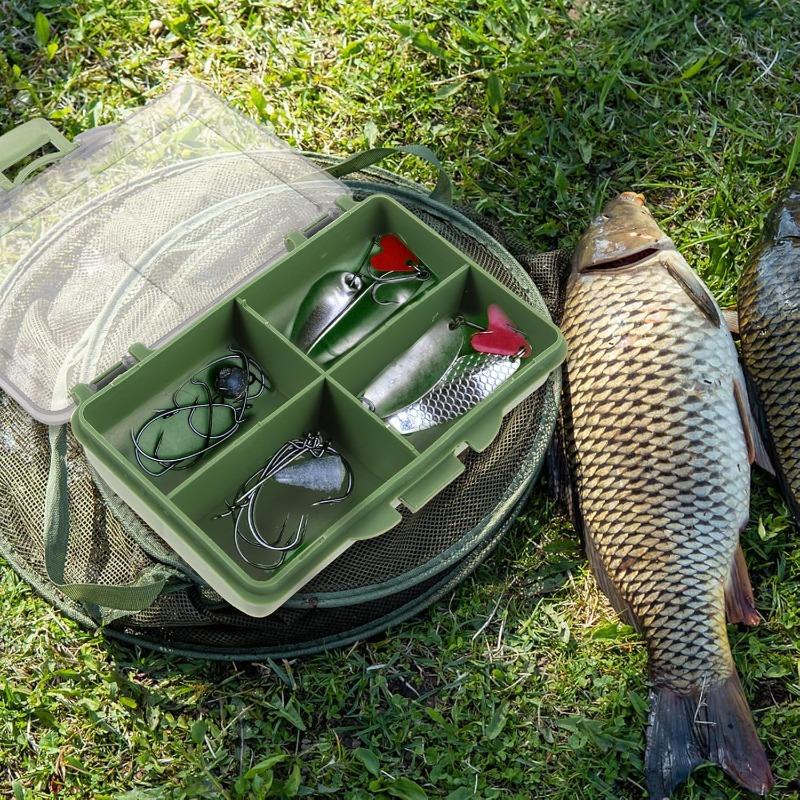 Fishing Tackle Box 1-4 Grid Storage Tray Multifunctional Portable Fishing Accessories Organizer for Hooks and Lures