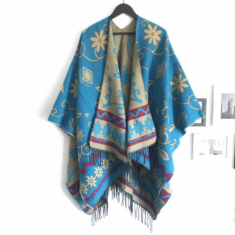 Autumn and winter Nepal sunflower Xizang ethnic style tourism double-sided split shawl women s scarf manufacturer 156cm