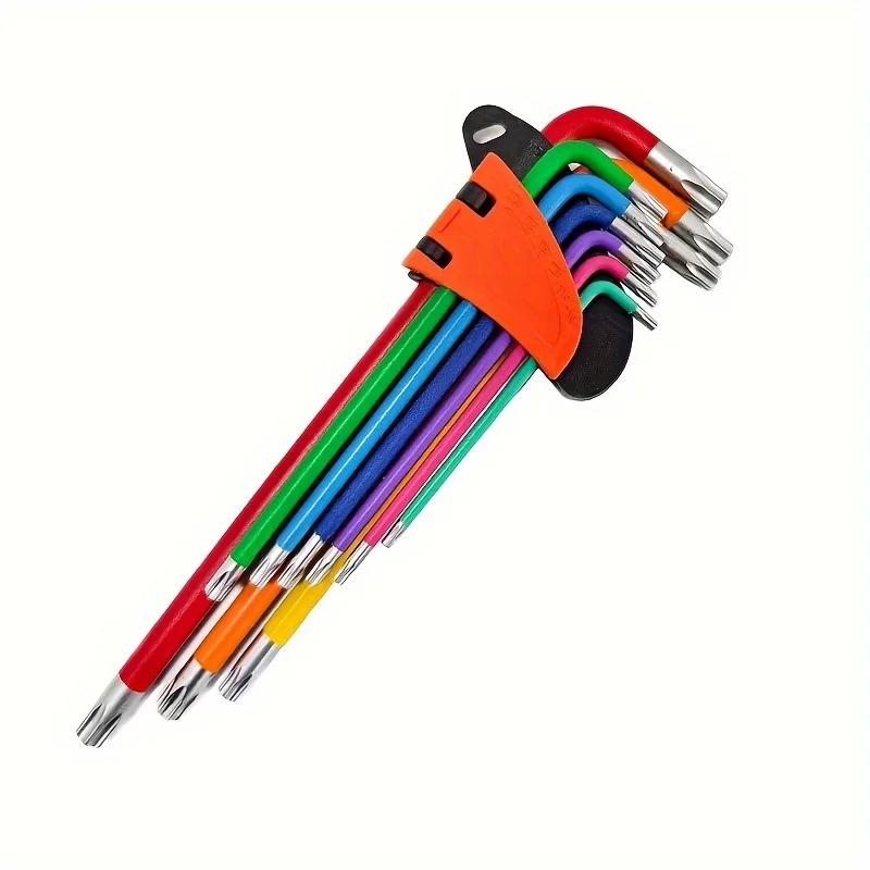 Unbrakonøkkelsett L-nøkkelsett for unbrakonøkkel 9 STK Sekskantnøkkelsett med lang arm 1,5 mm til 10 mm sekskantnøkkel Håndverktøy for sykkelreparasjon