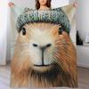 Capybara mit gestrickter Mütze Überwurfdecke Flauschige Plüsch-Überwurfdecke für Sofa Sessel