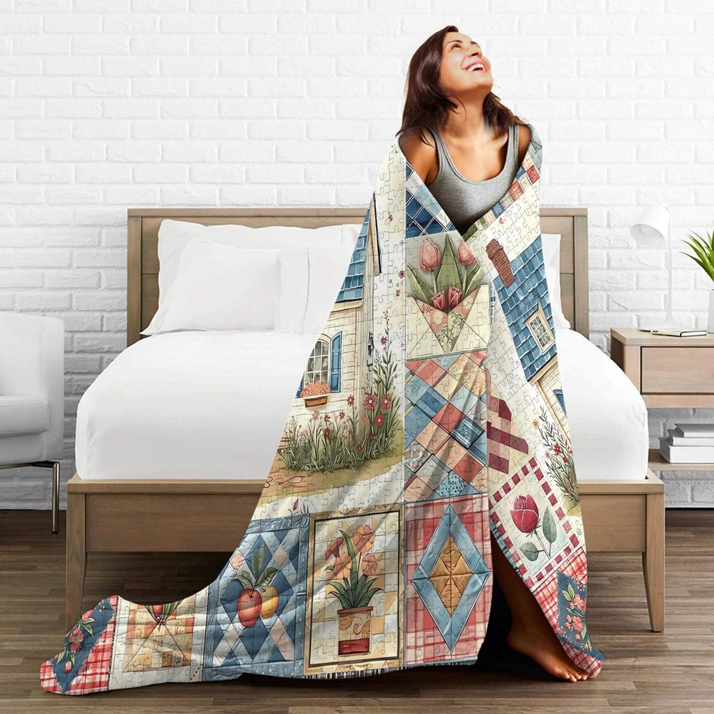 Coperta Morbida Trapuntata a Forma di Casa per Bambini e Adulti, Coperta in Flanella per Divano, Poltrona, Letto, Design Super Caldo, Copriletto