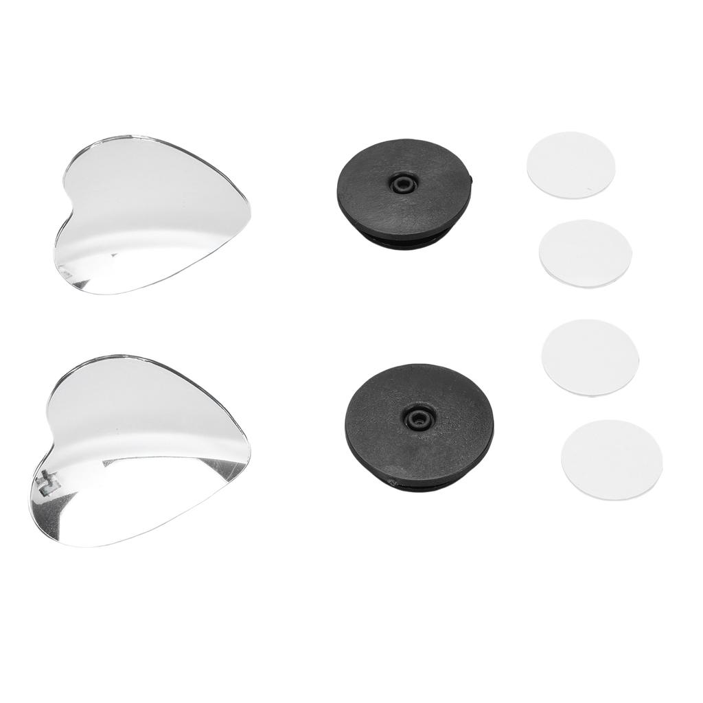 4 Stück Herz Totwinkelspiegel HD Glas Rahmenlose Konvexe Rückspiegel Außenzubehör mit