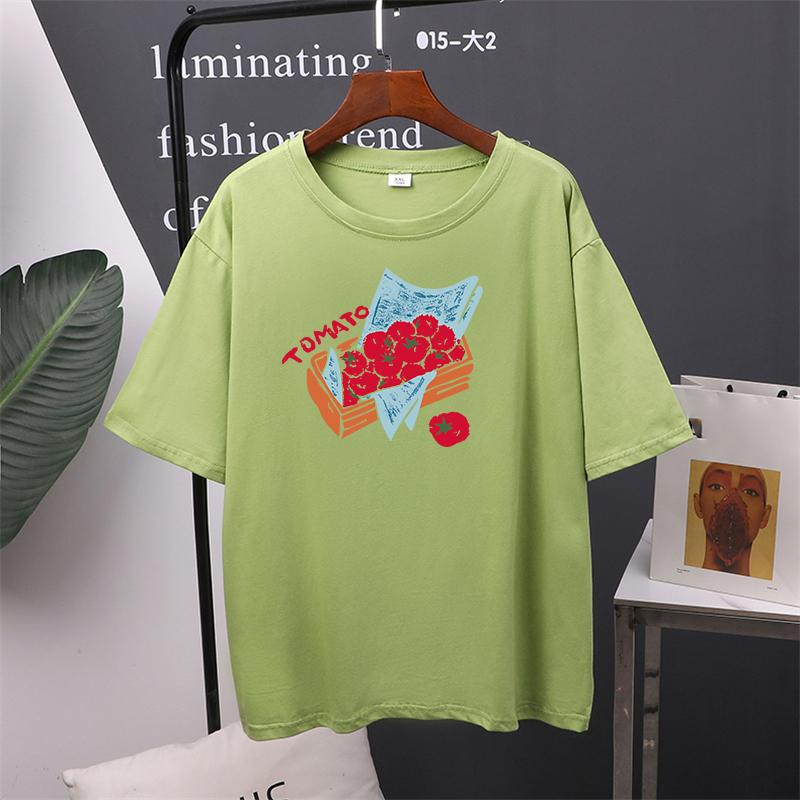 New Summer 2024 Tomato Printed T Shirt Women Oversized Cotton Summer Tees Soft Female Jumper Top