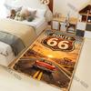 Route 66 Vintage Sign Sunset Convertible Print Carpet for Living Room Bedroom Sofa Home Decor Rus Non-slip Floor Mat Luxury Gift