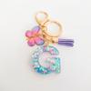 Fashion butterfly fringe initial keychain Drop glue Blend sequin A-Z26 letter keychain Cute Ladies Student Bag Accessory Gift