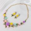 Flower Necklace Earrings Set Banquets Palace for Women Jewelry Accessory Valentine Gifts