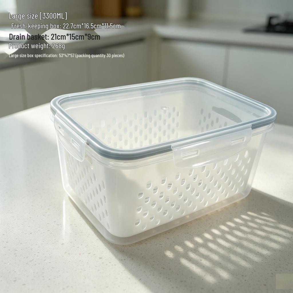 Dual-Layer Clear Fridge Storage Box with Dividers for Fruits & Veggies: Large Capacity, Breathable & Drainable Compartments