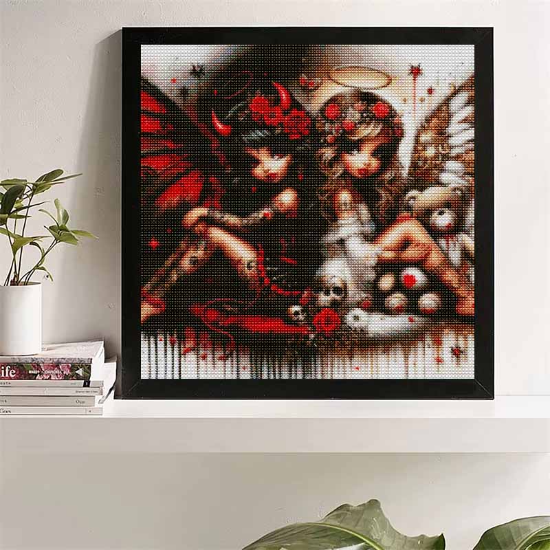 5D Diamond Painting Kit Fantasy Angel and Little Devil Pattern DIY Rhinestone Art Canvas Relaxing Wall Decoration Home Decor