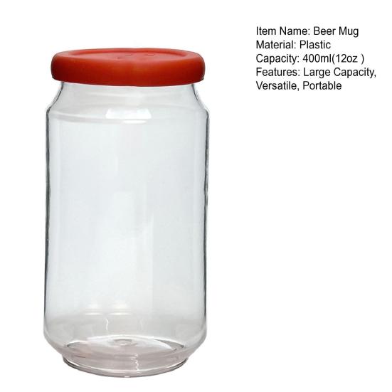 Beer Mug Can-Shaped Tritan Cup with Silicone Lid 12oz Portable Reusable Drinking Glass for Soda Juice Cocktails