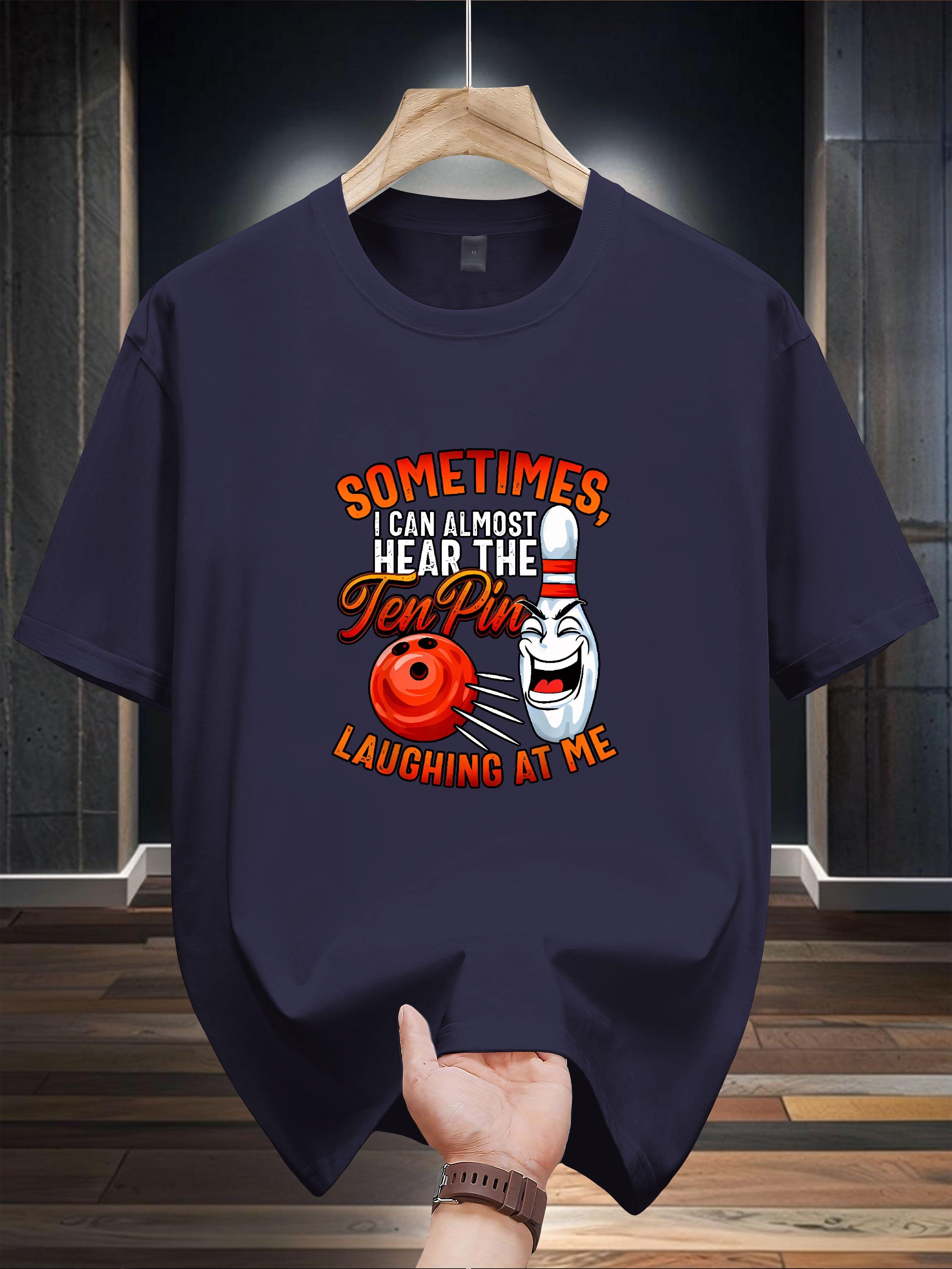 Niuwang Selection 200g 100% Cotton Short Sleeve T-shirt - Casual Regular Fit Graphic Print Tee with Humorous Bowling Quote L