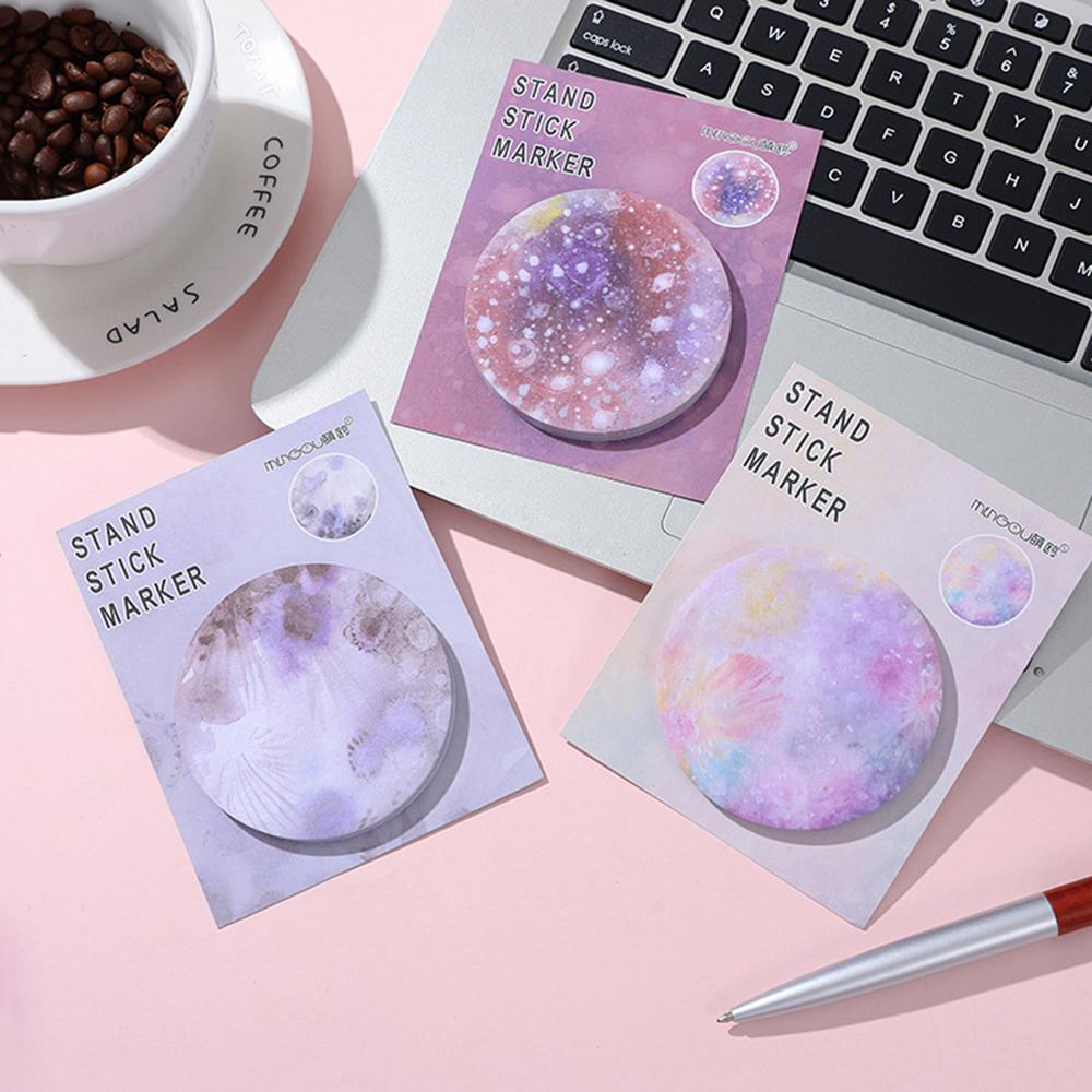 1 Piece Adhesive Cute Round Planet Notes Notepad Memo Pad Office School Supplies Stationery