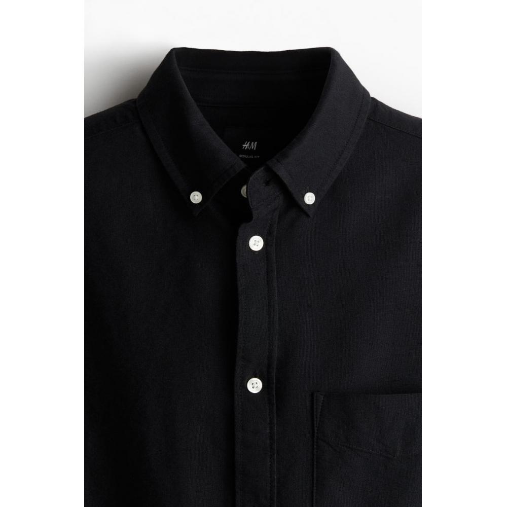 H M Regular Fit Oxford sHirt Black