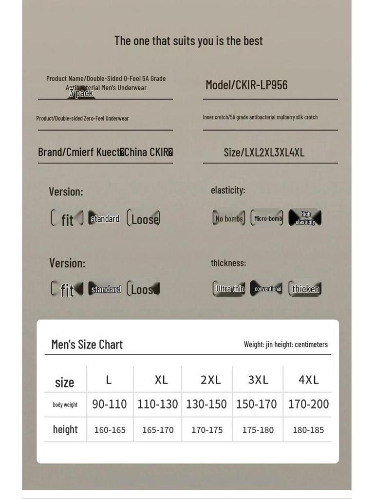 Cmierf Kuect 5A Antibacterial Men's Underwear (3-Pack)