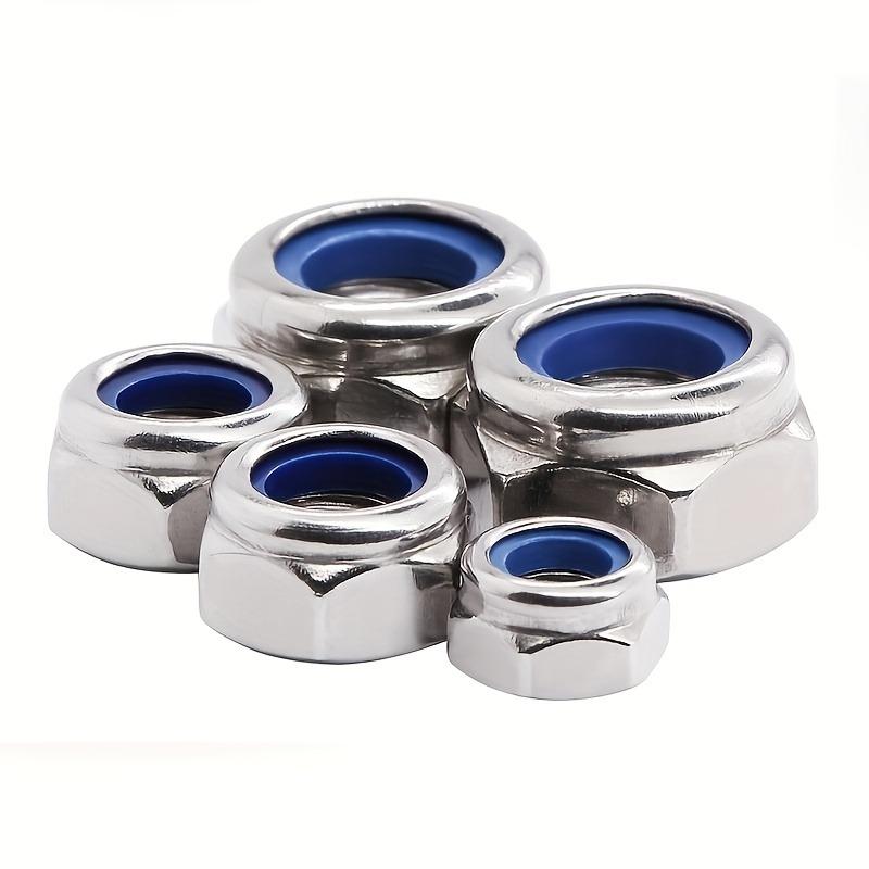 150pcs Stainless Steel Nylon Anti-Slip Self-Locking Nuts - M4/M5/M6 Hexagonal Screw Caps with Purple Coating for Construction & Maintenance Projects