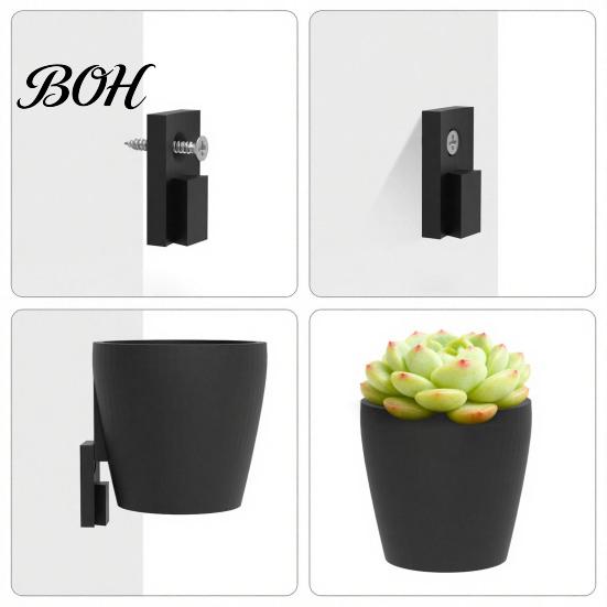 Space-saving Wall Decor 3D Printed Planter, Hanging Indoor Flower Pot for Green Plant Display Succulents, Minimalist Black Holder Home Office Creative
