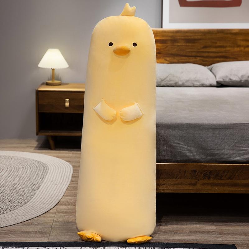 Cartoon 70~120cm Duck Long Pillow Stuffed Soft Animal Chick Penguin Dinosaur Bolster Plushie Sleeping Leg Support Birthday Gift