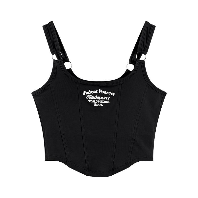 Letter Printed Small Camisole Vest for Women Paired with Pure Cotton for Spicy Girls Slim Fit Short Top for Outerwear