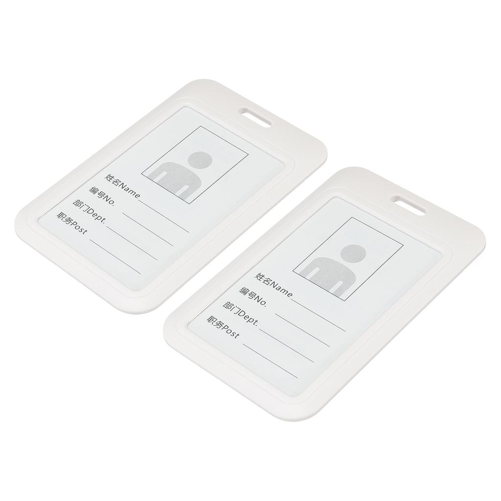 2Pcs ID Badge Holder 4.3x2.8 Inch Vertical Name Tags ABS Plastic Slide Cover Waterproof Work Card Holder In Offices Exhibitions