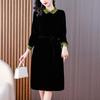 Elegant Mulberry Silk Velvet Dress: Plus Size, Flaw-Concealing, Anti-Aging, for Middle-Aged Mothers – Autumn/Winter
