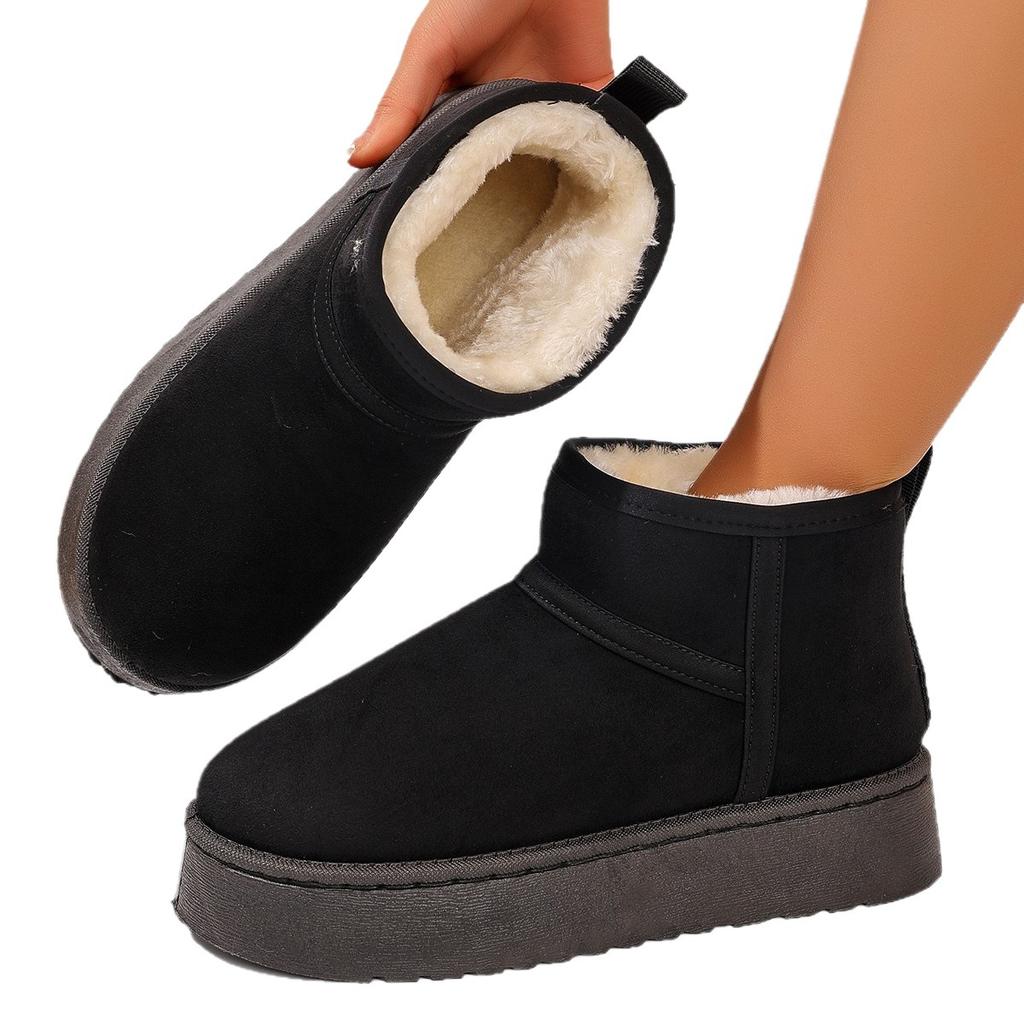 Winter Thick Bottomed Lined Large Head Snow Boots Women Warm Short Tube Bread Cotton Shoes Round Toe Boots for Women