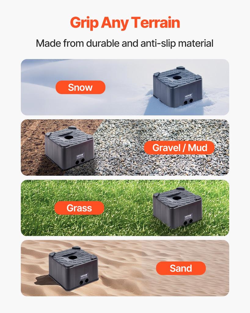 VEVOR Trailer Jack Block, 6" High Heavy Duty RV Leveling Block with 6000 lbs Capacity, RV Jack Stand, Motorcycle Stand, Stool