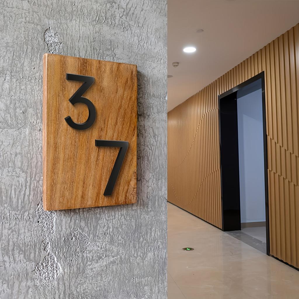 1pc Modern Black Self-Adhesive Acrylic House Number 7 - Easy Install, No Battery Required, Plastic Surface Mount Address Sign for Home