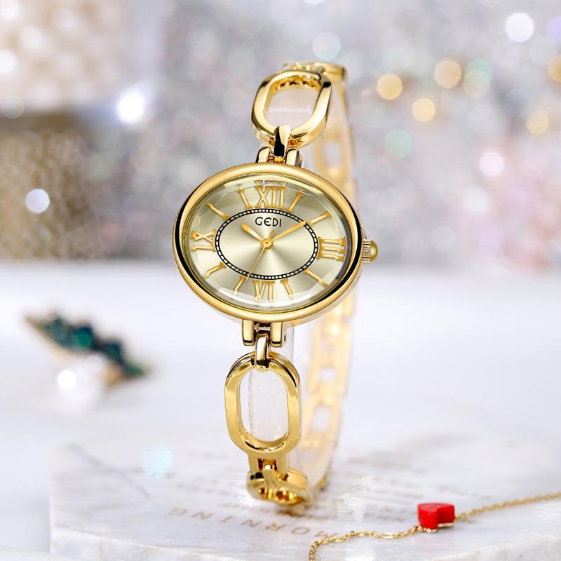 Relógio Oval Medieval para Mulheres com Nicho Relógio de Pulso Feminino Retro Romano de Alto Valor à Prova d'Água a Quartzo