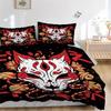 3pcs Anime Fox Mask Comforter Set with One Quilt Cover and Two Pillowcases (No Core) - Home Decor, Festival Gift, Polyester Fabric, Anime Cartoon Desi