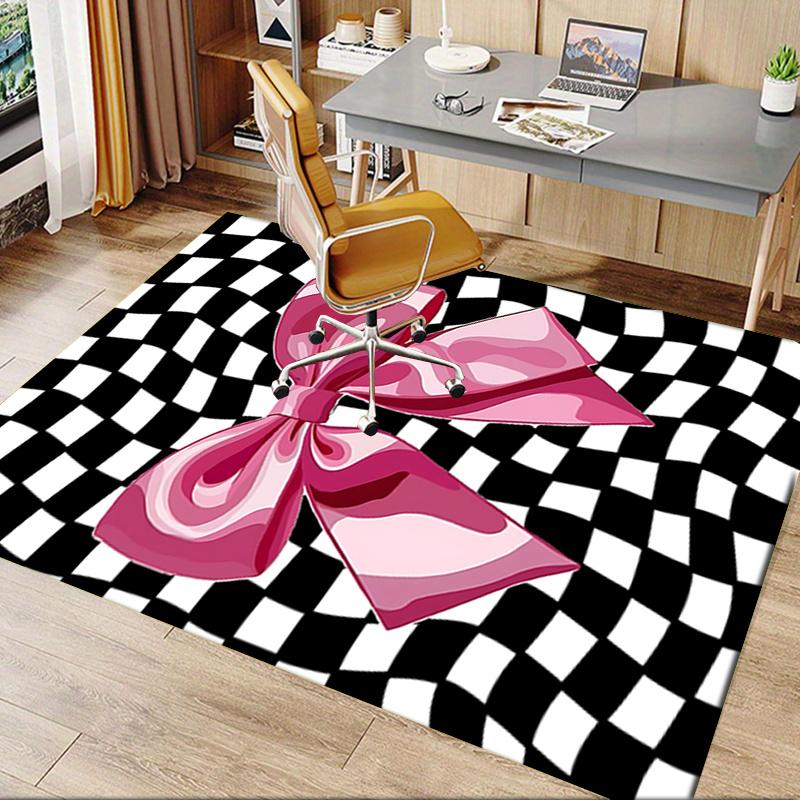 Pink Bow Theme Chair Mat Office Carpet Oversized Rug for Home Decor, Sofa Carpet, Desk Chair Mat, Gift Idea for Office and Living Room
