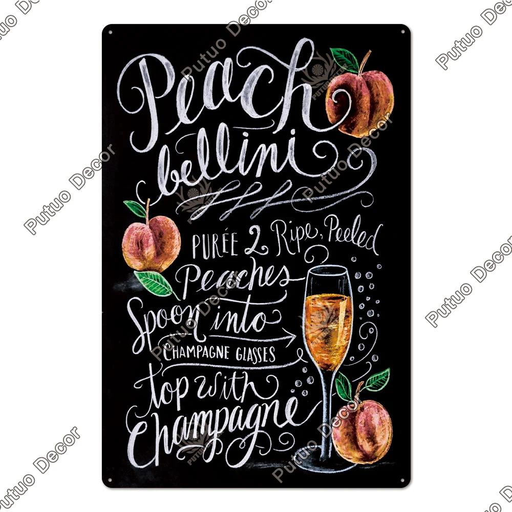 Putuo Decor Nostalgic Cocktail Tin Plaque - Metal Sign Wall Art - Ideal for Home Bars, Pubs & Man Cave Makeovers