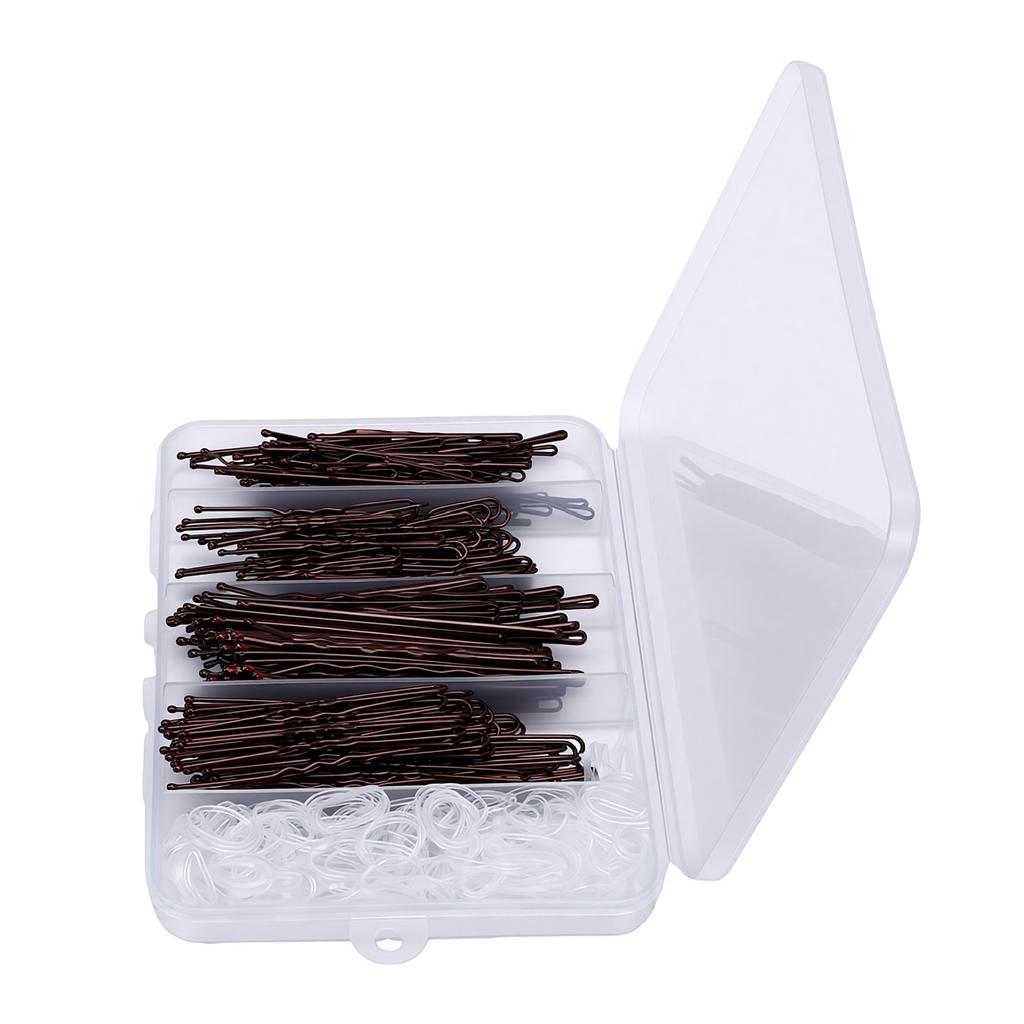 Hair Pins Kit Strong Clamping Force Hair Pins Accessories Kit with Storage Box for Hairstyling 300pcs Brown