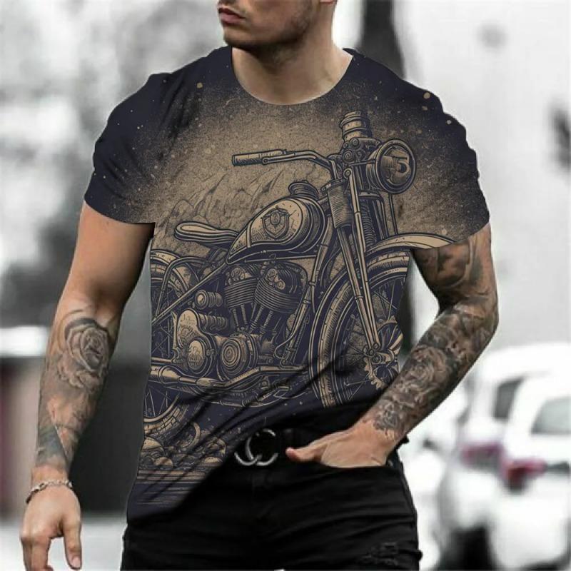 Motorcycle T-shirt Men 3D Print Short Sleeve Vintage Classics TShirt For Mens Street Ride Biker Shirts Tops Oversized Tee Shirt